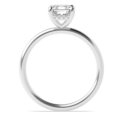 Asscher hidden halo clawed prongs Engagement Rings
