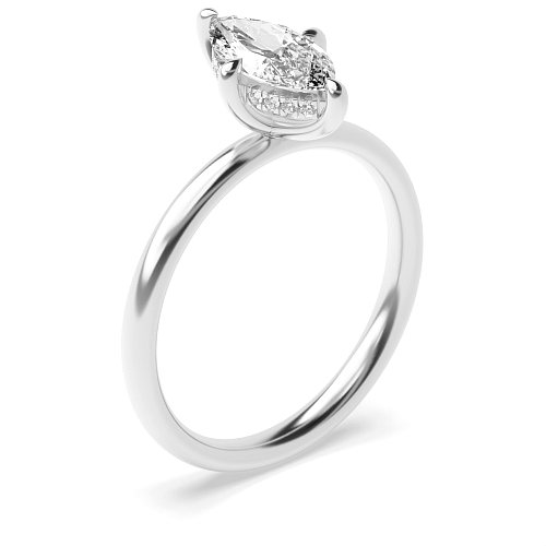 Marquise hidden halo clawed prongs Engagement Rings
