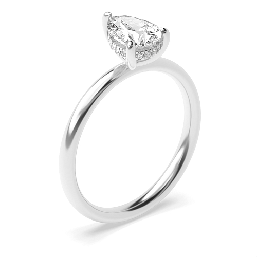 Prong Pear hidden halo clawed prongs Engagement Rings