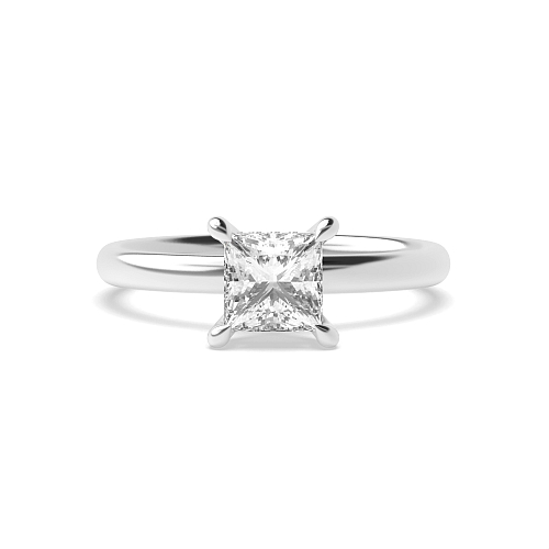 Princess hidden halo clawed prongs Engagement Rings