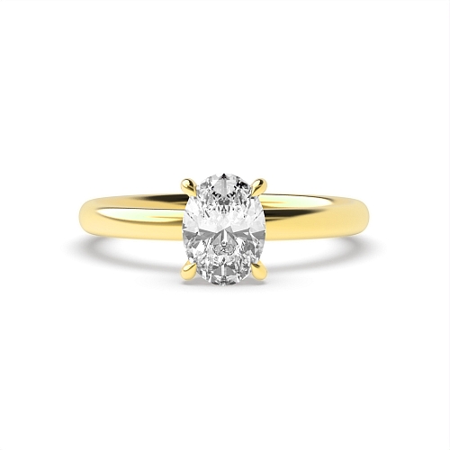 Yellow Gold hidden halo clawed prongs Side Stone Engagement Rings