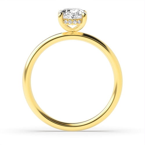 Yellow Gold hidden halo clawed prongs Side Stone Engagement Rings