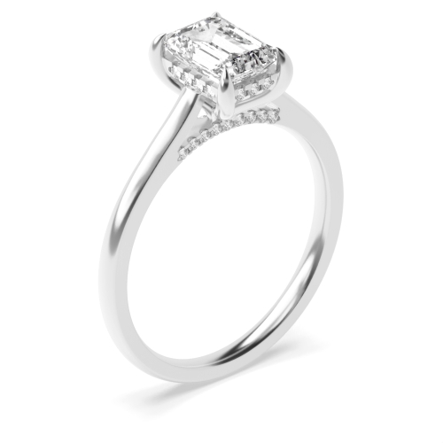 4 Prong Emerald Halo Engagement Ring