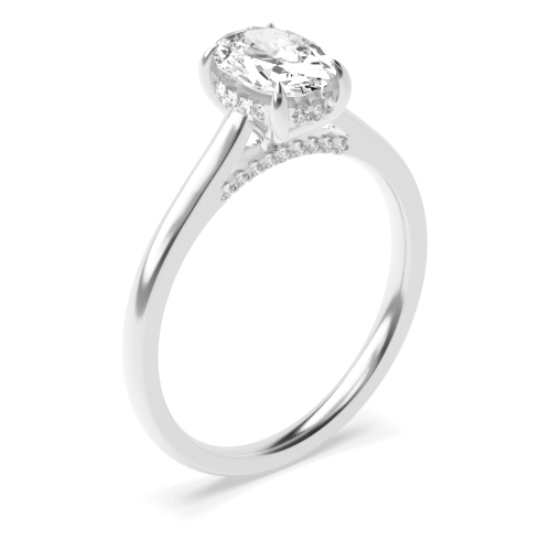 4 Prong Oval Flawlessness Side Stone Engagement Rings