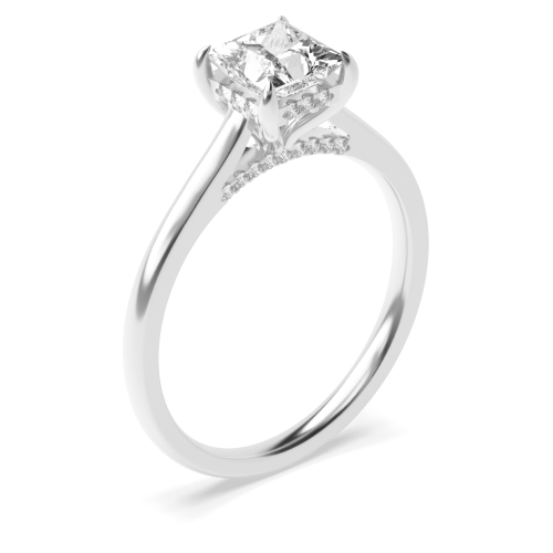 4 Prong Princess Halo Engagement Ring