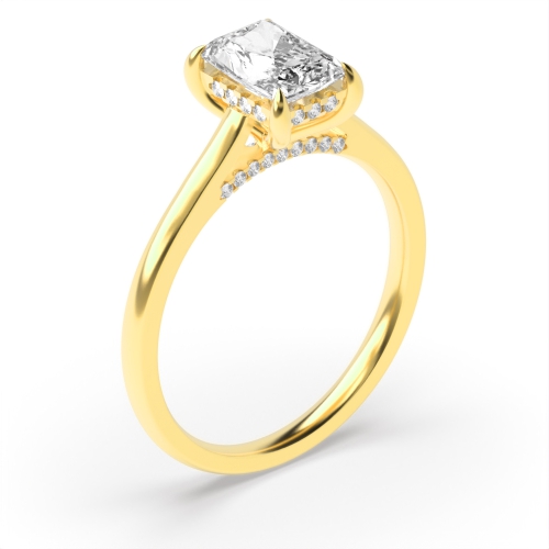 4 Prong Yellow Gold Flawlessness Side Stone Engagement Rings