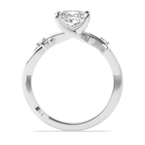 4 Prong Princess Halo Engagement Ring