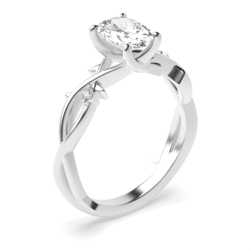 4 Prong Oval Wonderous Side Stone Engagement Rings