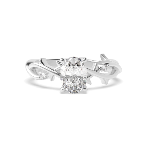 4 Prong Oval Wonderous Side Stone Engagement Rings