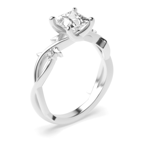 4 Prong Princess Halo Engagement Ring