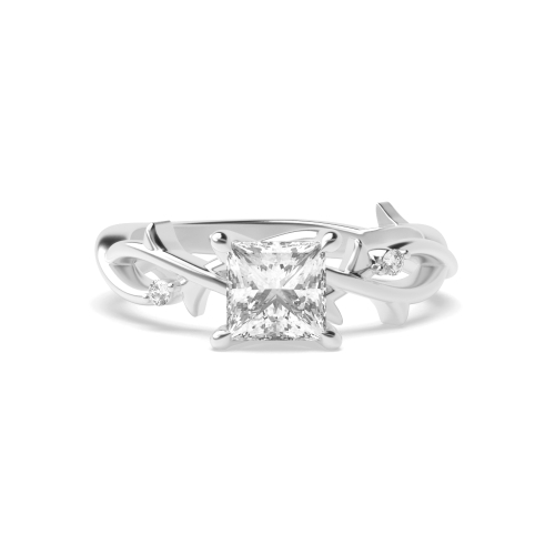 4 Prong Princess Halo Engagement Ring