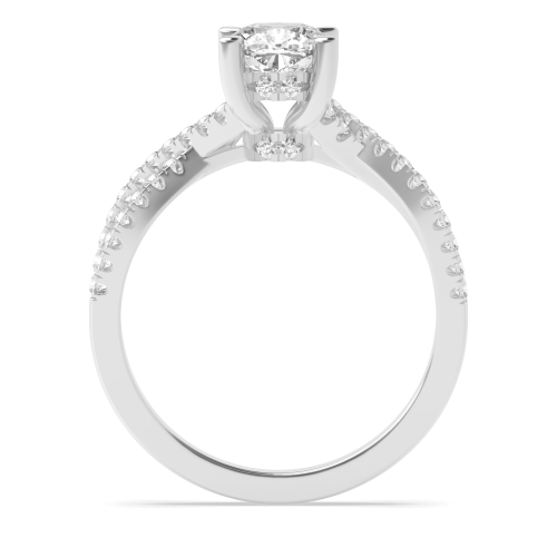 4 Prong Cushion hidden halo crossed shoulder Halo Engagement Rings