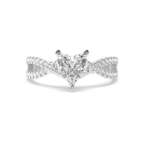 Prong Heart hidden halo crossed shoulder Engagement Rings
