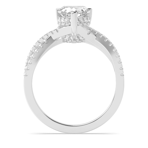 Prong Heart hidden halo crossed shoulder Engagement Rings
