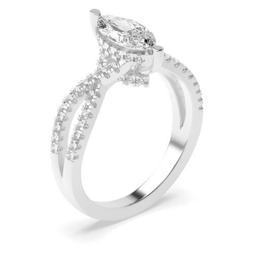 4 Prong Marquise Halo Engagement Ring