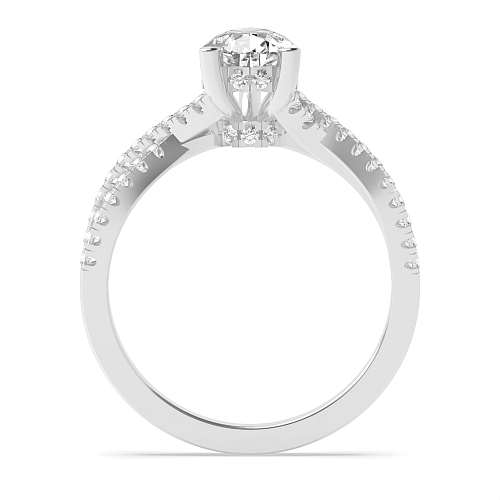 Prong Pear hidden halo crossed shoulder Engagement Rings