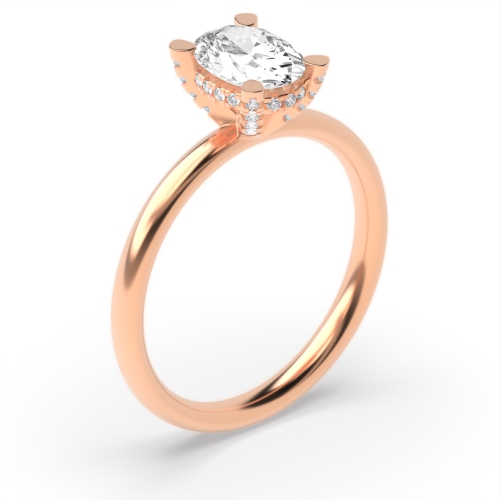 4 Prong Rose Gold Gemstone Halo Engagement Rings