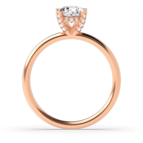 4 Prong Rose Gold Gemstone Halo Engagement Rings