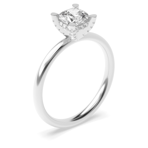 4 Prong Cushion Gemstone Halo Engagement Rings