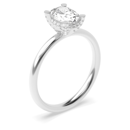 4 Prong Platinum Gemstone Halo Engagement Rings