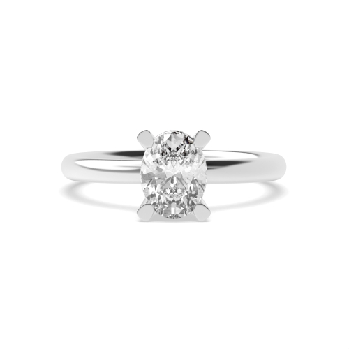 4 Prong Platinum Gemstone Halo Engagement Rings
