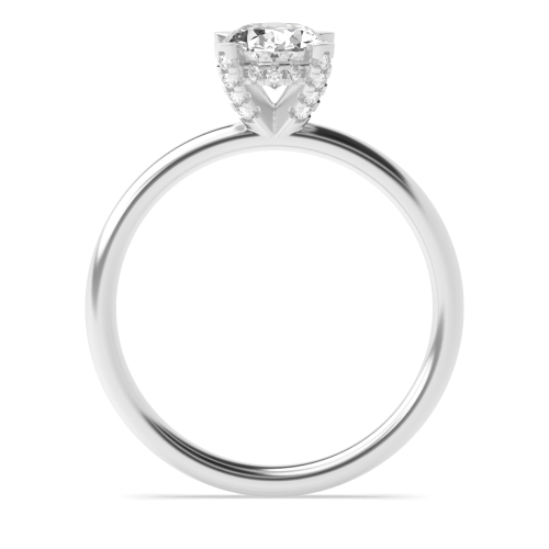 4 Prong Platinum Gemstone Halo Engagement Rings