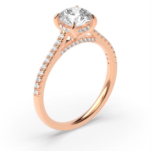 Rose Gold hidden halo high set Halo Engagement Rings