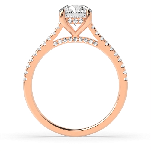 Rose Gold hidden halo high set Halo Engagement Rings