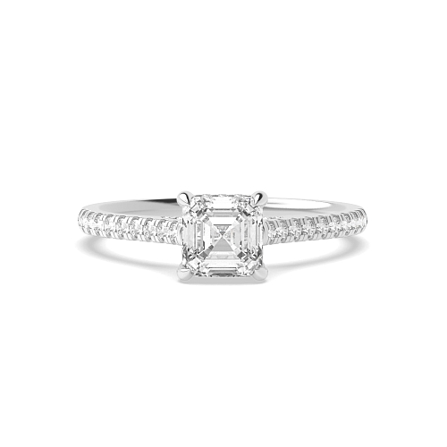 Asscher hidden halo high set Engagement Rings