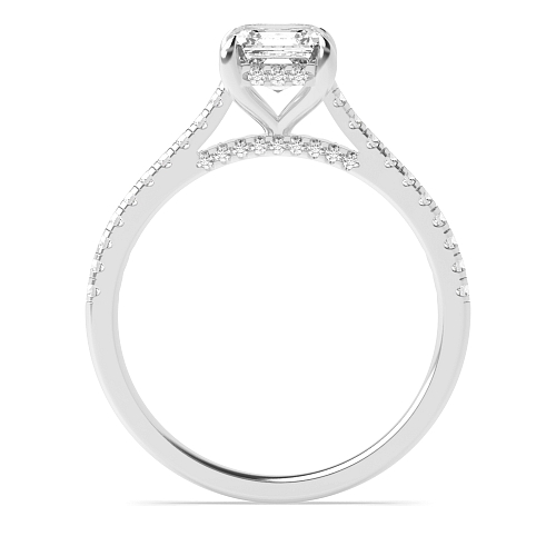 Asscher hidden halo high set Engagement Rings