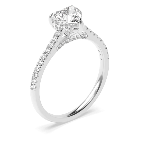 Prong Heart hidden halo high set Engagement Rings