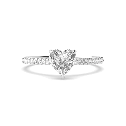 Prong Heart hidden halo high set Engagement Rings
