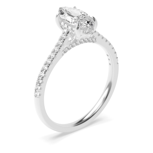 4 Prong Marquise Halo Engagement Ring