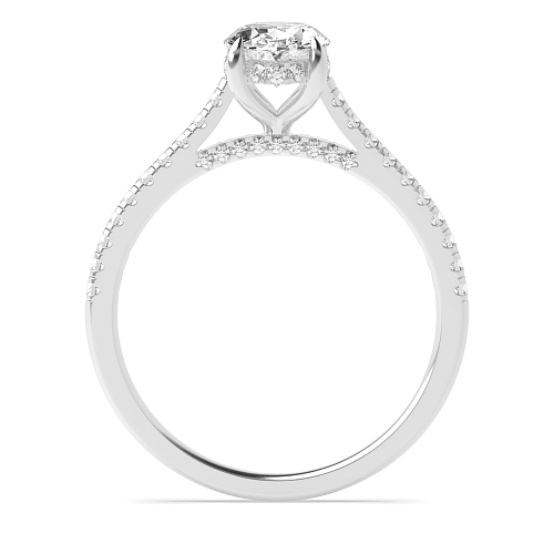 Oval hidden halo high set Side Stone Engagement Rings