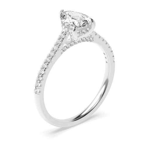 Prong Pear hidden halo high set Engagement Rings