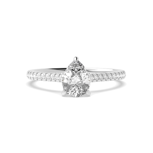 Prong Pear hidden halo high set Engagement Rings