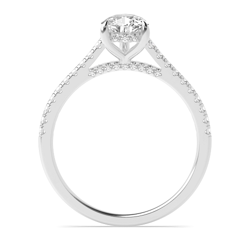 Prong Pear hidden halo high set Engagement Rings