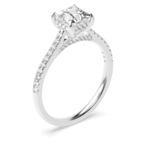 4 Prong Princess Halo Engagement Ring