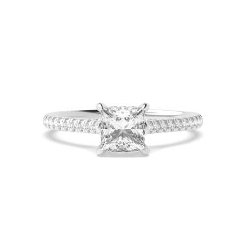 4 Prong Princess Halo Engagement Ring