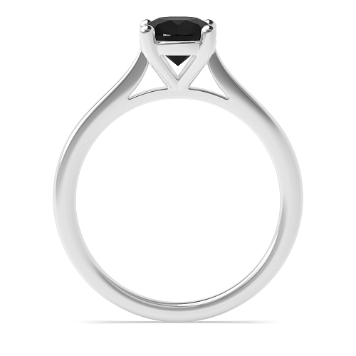 4 Prong Basket set tapered shoulder Black Diamond Solitaire Engagement Rings