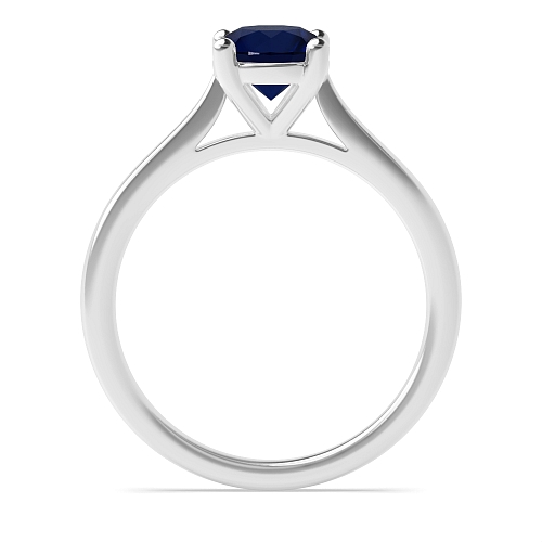 Basket set tapered shoulder Blue Sapphire Engagement Rings