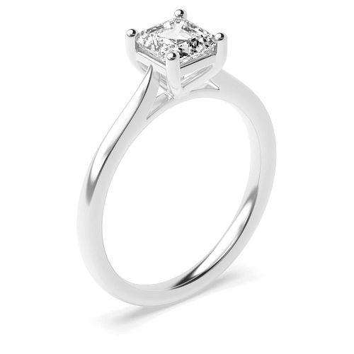 Asscher Basket set tapered shoulder Engagement Rings
