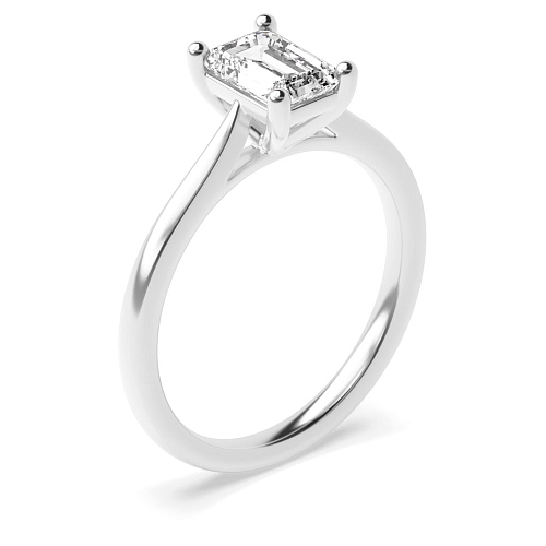 Emerald Basket set tapered shoulder Engagement Rings