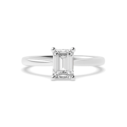 Emerald Basket set tapered shoulder Engagement Rings