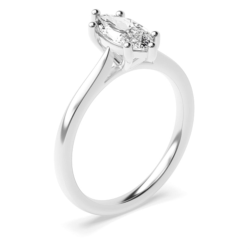 4 Prong Marquise Basket Set Tapered Shoulder Solitaire Engagement Ring