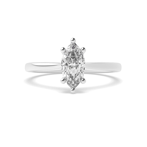 4 Prong Marquise Basket Set Tapered Shoulder Solitaire Engagement Ring