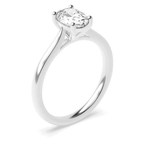 4 Prong Oval Basket Set Tapered Shoulder Solitaire Engagement Ring