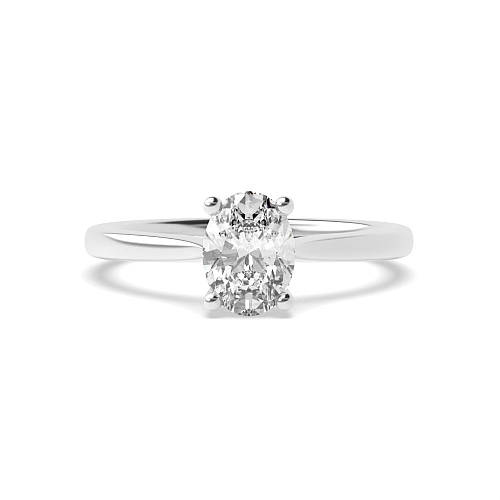 4 Prong Oval Basket Set Tapered Shoulder Solitaire Engagement Ring