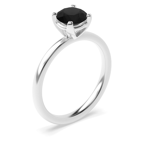 Modern basket Black Diamond Solitaire Engagement Rings