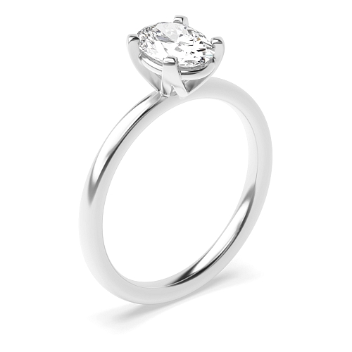 4 Prong Oval Modern basket Solitaire Engagement Ring